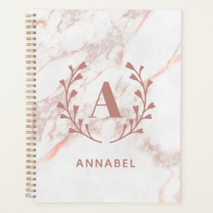 Pink Marble Monogram Any Initial & Name Custom Planner
