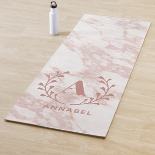 Pink Marble Monogram Any Initial & Name Custom  Yoga Mat
