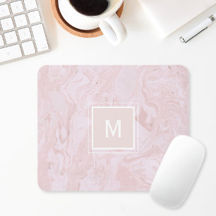 Pink Marble Monogram Mouse Pad