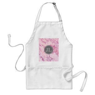 Pink Marble Monogram With Grey Circle Motif Standard Apron