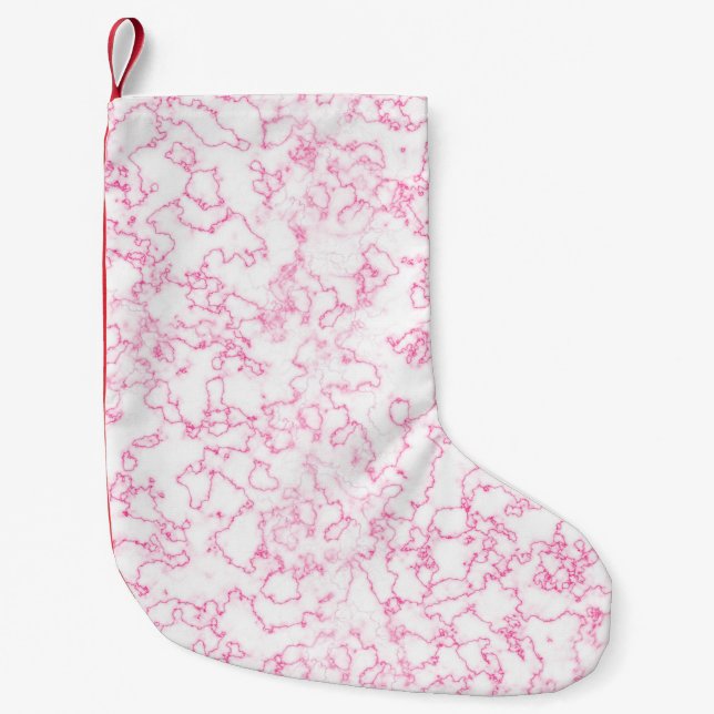 Pink marble pattern  small christmas stocking (Front)