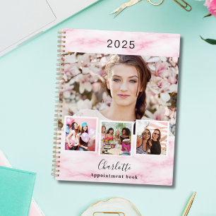 Pink marble photo collage appointments 2025 planner