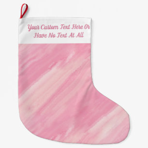 Pink Marble Pouring Ombre Brush Strokes Stripes  Large Christmas Stocking