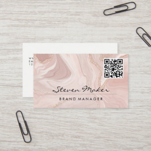 Pink Marble QR Code Business Card