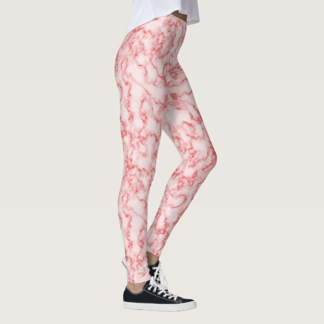 Pink Marble Rock Swirls Pretty Patterned Leggings (Right)