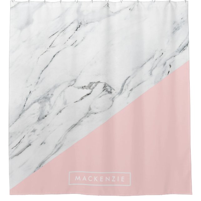 Pink & Marble Shower Curtain (Front)