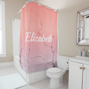Pink Marble Shower Curtain