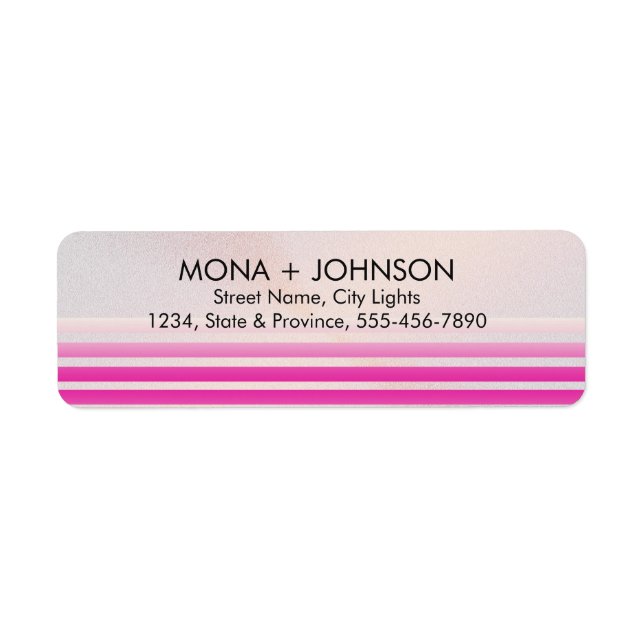 Pink Marble Simple Elegant  Striped Return Address Label (Front)