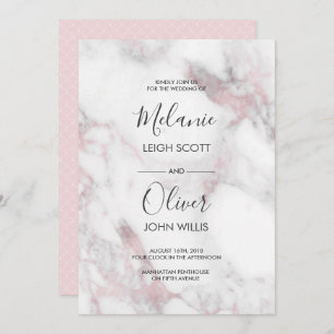 Pink Marble Simple Wedding invitation
