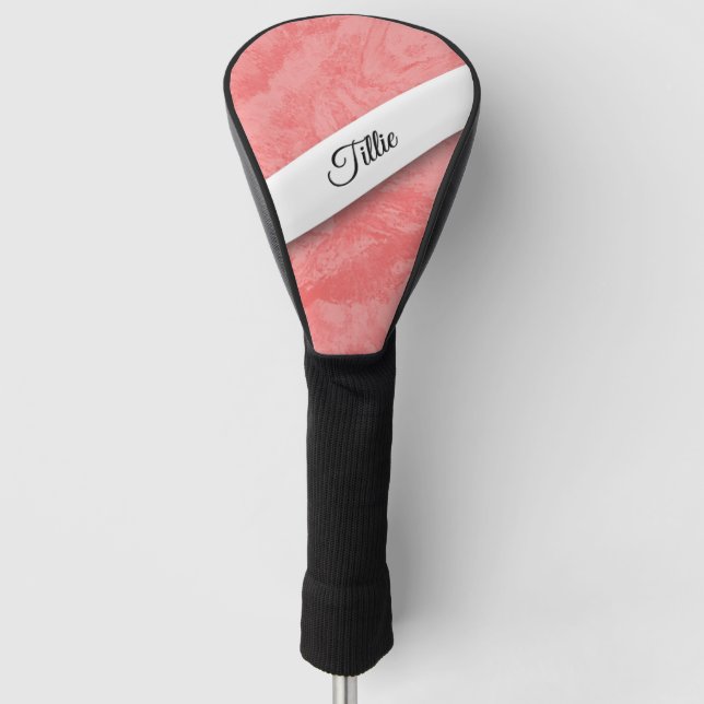 Pink Marble Splash Personal Golf Head Cover (Front)