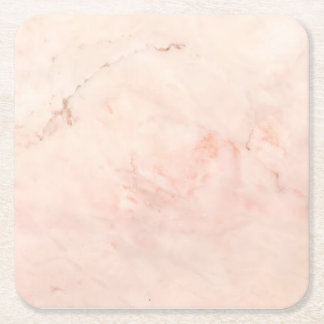 Pink Marble Stone Modern Elegant Stylish Square Paper Coaster
