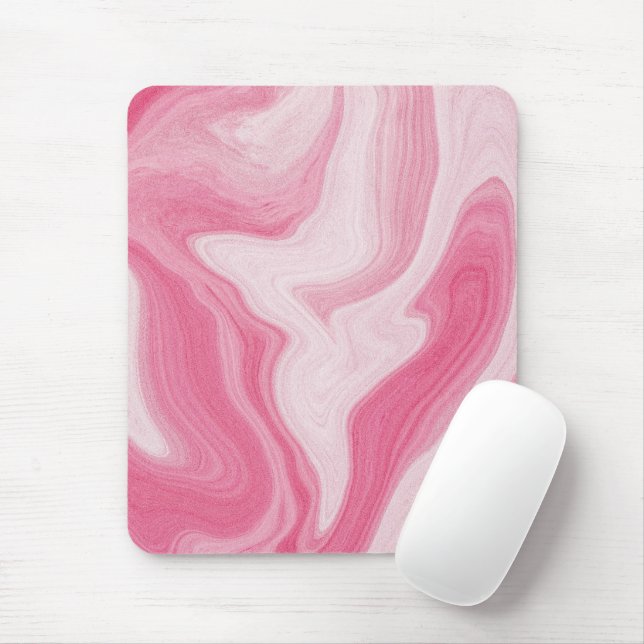 Pink Marble Swirl Pattern – Aesthetic Abstract  Mouse Pad (With Mouse)