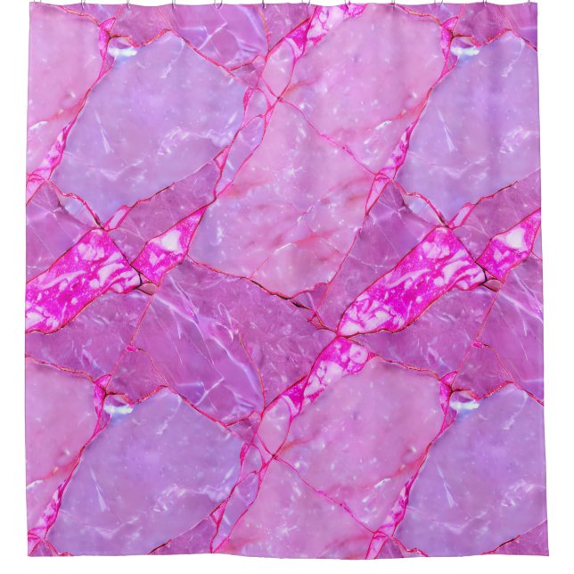 Pink Marble Texture, Marble Effect Shower Curtain (Front)