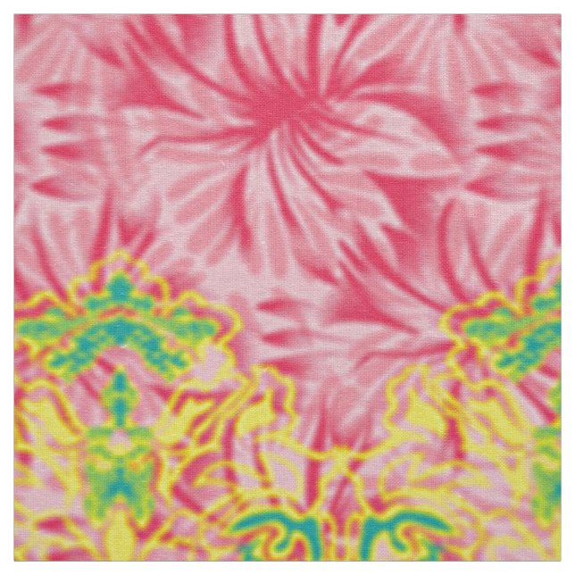 Pink Marble Wallpaper. Floral Grid Textile Fabric (Swatch)