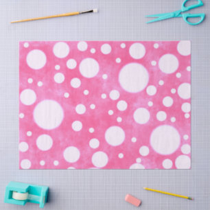 Pink Marble White Polka Dots Pattern Decoupage Tissue Paper