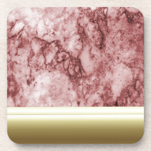 Pink Marble with golden stripes Coaster