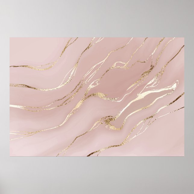 Pink marble with golden veins poster (Front)