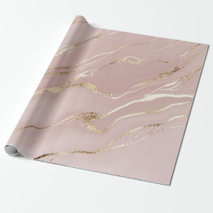Pink marble with golden veins wrapping paper