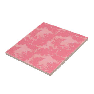 Pink Marbled Cloud abstract Ceramic Tile