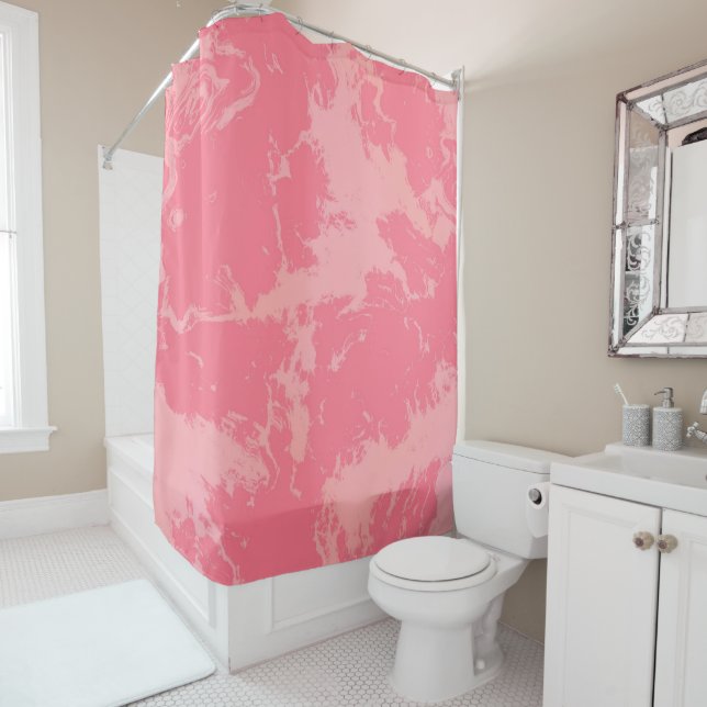 Pink Marbled Cloud abstract Shower Curtain (In Situ)