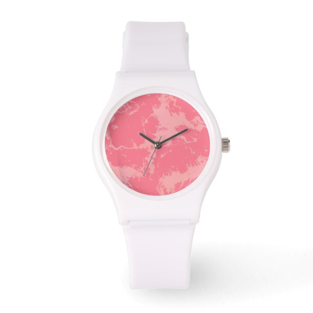 Pink Marbled Cloud abstract Watch (Front)