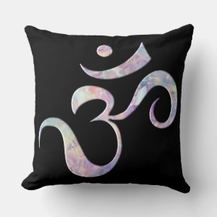 Pink Marbled Om Cushion