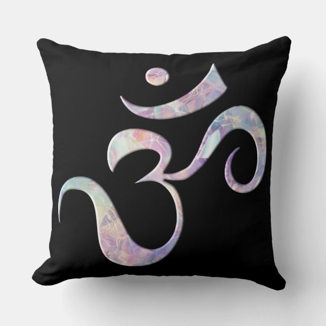 Pink Marbled Om  Cushion (Front)