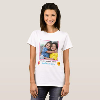 Pink Marbled We Love You Aunt Script Photo T-Shirt