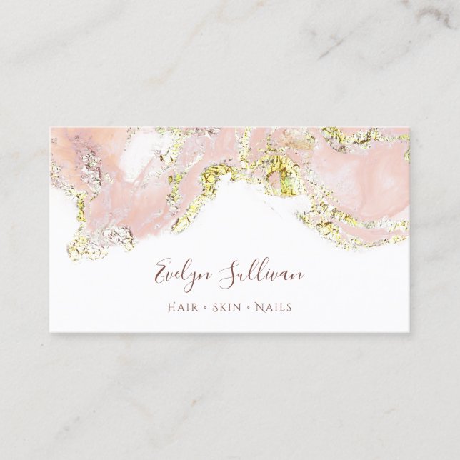 pink marbling design business card (Front)