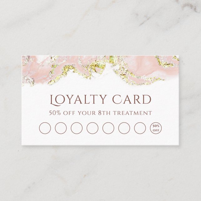 pink marbling design loyalty card (Front)
