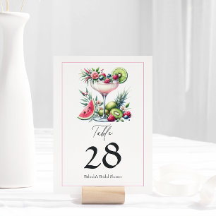 Pink Margarita Bridal Shower Table Number