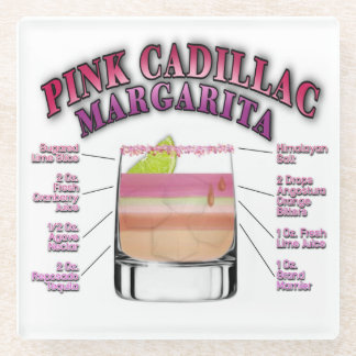 PINK MARGARITA Cocktail Recipe Art Glass Coaster