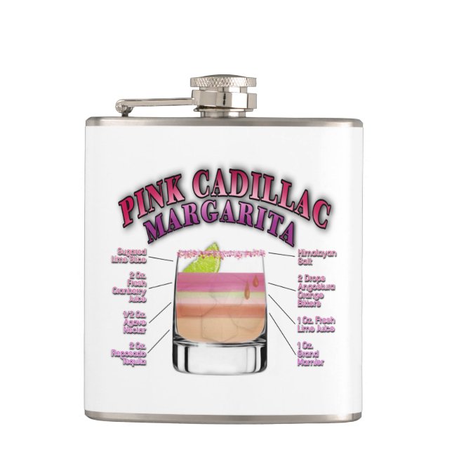 PINK MARGARITA Cocktail Recipe Art Hip Flask (Front)