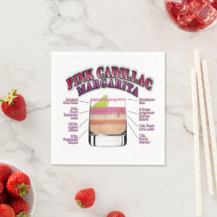 PINK MARGARITA Cocktail Recipe Art Napkin