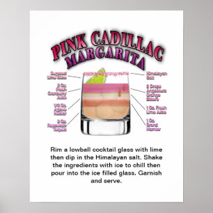 PINK MARGARITA Cocktail Recipe Art  Poster