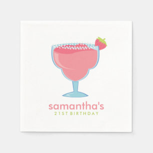 Pink Margarita Drink Summer Party Napkin