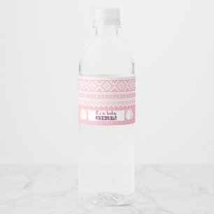Pink Mariusgenser Girl Baby Shower Water Bottle Label