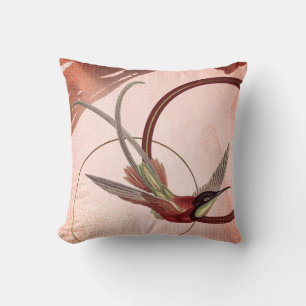 Pink & Maroon Artistic Hummingbird Design Cushion