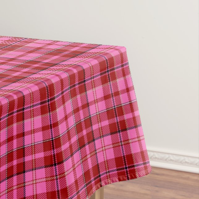 Pink Maroon Plaid Tartan Design  Tablecloth (In Situ)