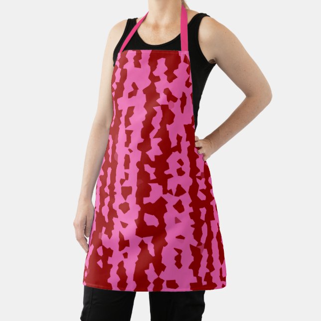 Pink Maroon Red Irregular Abstract Design  Apron (Insitu)