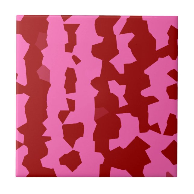Pink Maroon Red Irregular Abstract Design  Ceramic Tile (Front)