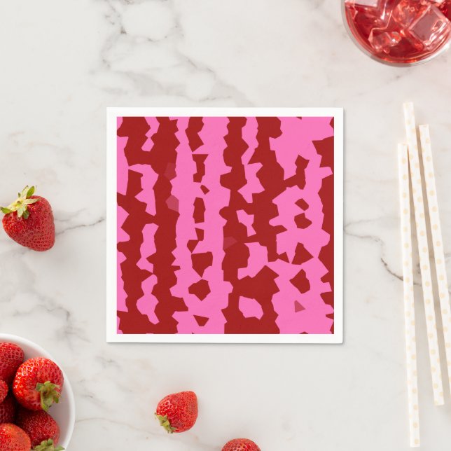 Pink Maroon Red Irregular Abstract Design  Napkin (Insitu)