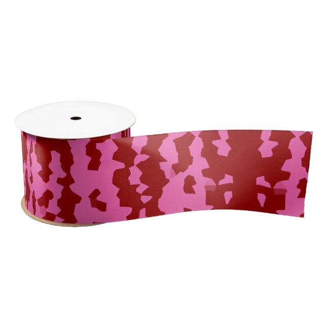 Pink Maroon Red Irregular Abstract Design  Satin Ribbon (Spool)