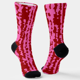 Pink Maroon Red Irregular Abstract Design  Socks