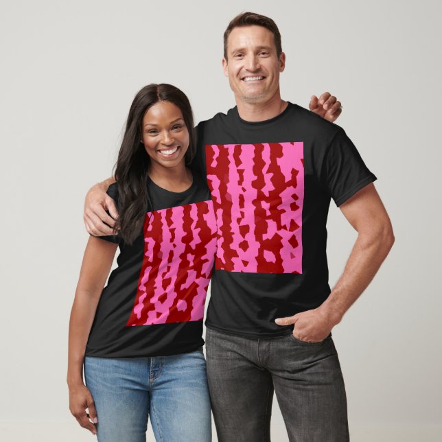 Pink Maroon Red Irregular Abstract Design  T-Shirt (Unisex)