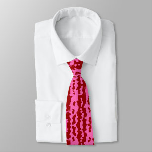 Pink Maroon Red Irregular Abstract Design Tie