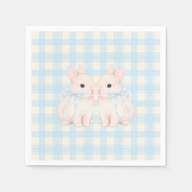 Pink Marshmallow Bunny Rabbits Easter Napkin (Front)