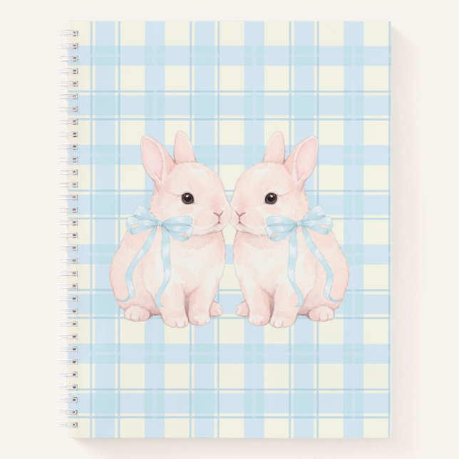 Pink Marshmallow Bunny Rabbits Easter Notebook (Front)