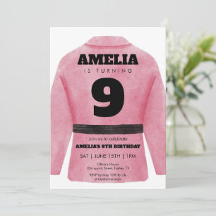 Pink Martial Arts Birthday Invitation Girl Sports 
