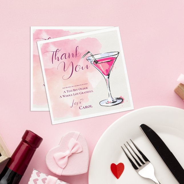 Pink Martini A Tini Bit Older Birthday Party Paper Napkin (Pink Martini A Tini Bit Older Birthday Party Paper Napkins)